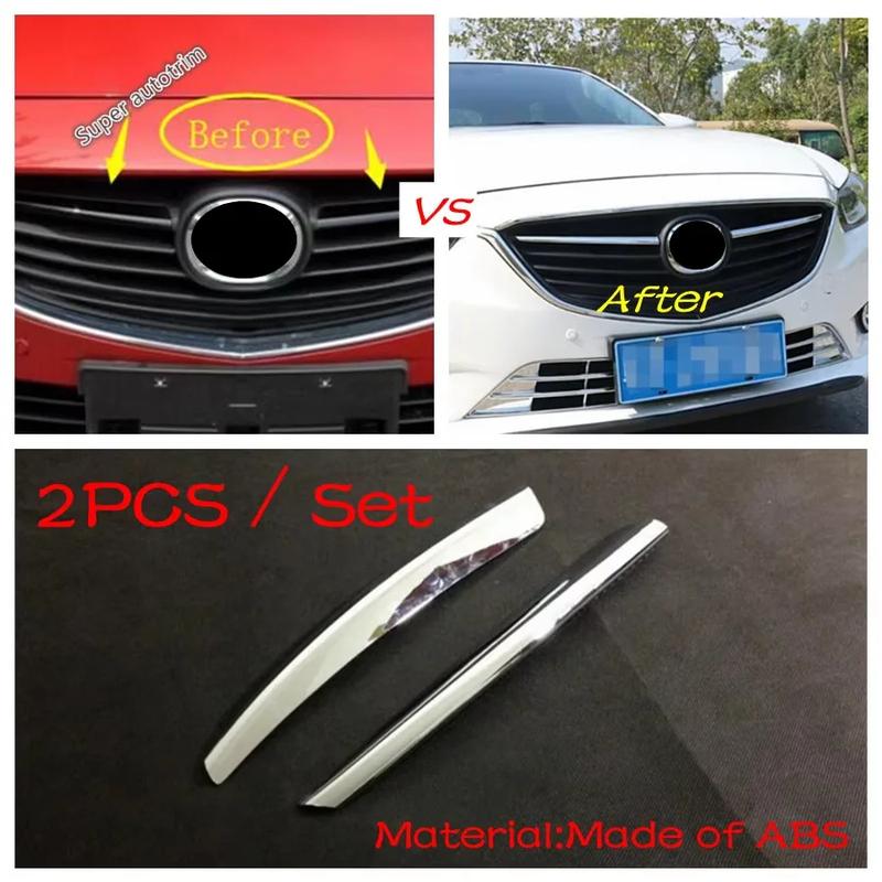 ABS Chrome Front Center Mesh Grille Grill Radiator Strips Decor Cover Trim Accessories For Mazda 6 Sedan / Wagon 2013 2014 2015