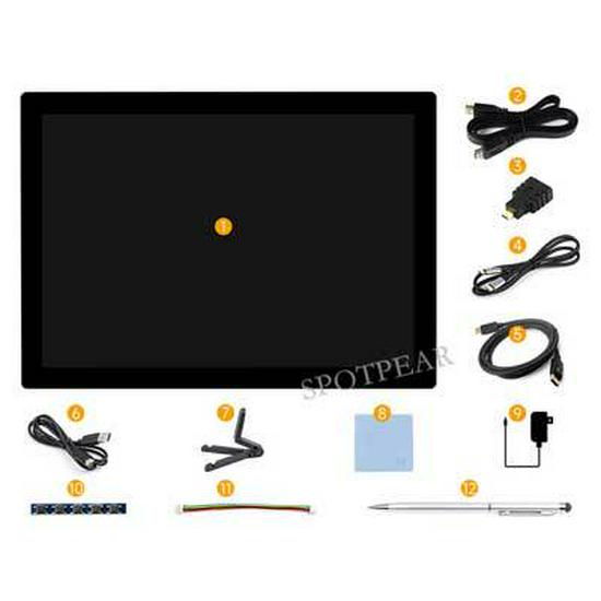 Raspberry Pi 14" 2K Touchscreen LCD Display with HDMI, 2160x1440 Resolution, Type C Mini PC Sub-Screen.