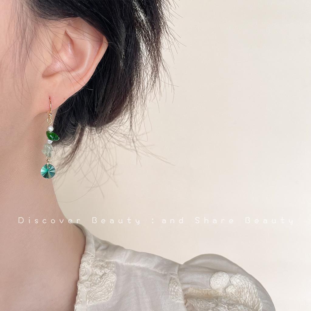 Cercei cu Zircon Stil Retro de Curte Mid-Century Smarald