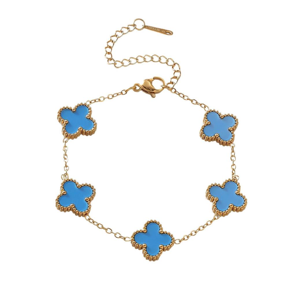 13mm Four-Leaf Clover 18k Bracelet Lucky Clover Simple and Versatile Non-Fading Titanium Steel Jewelry