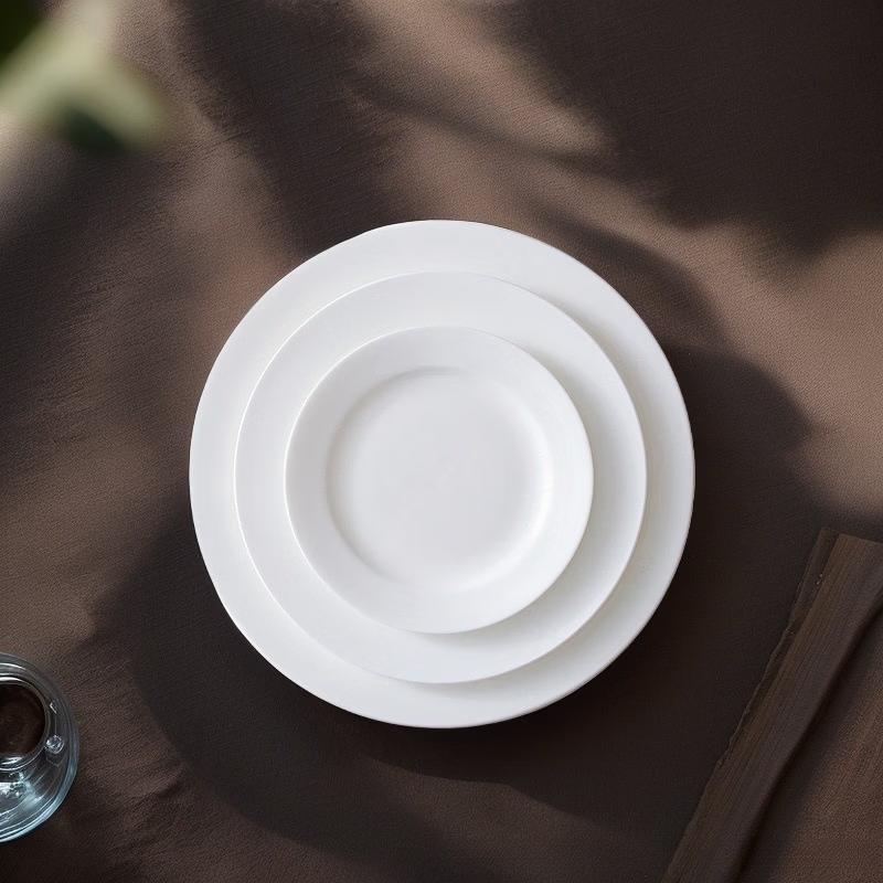 Dunzhu 8-Inch Bone China Flat Plates Set