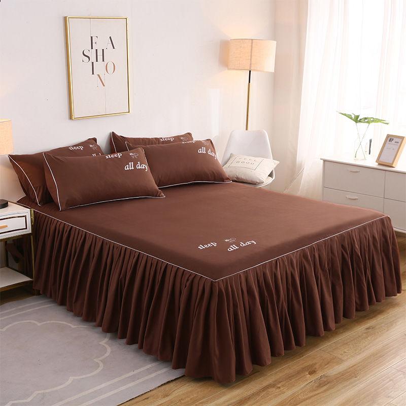 Bedsheet Bed Skirt Bedspread Non-slip Mattress Cover Bedding Bed Skirt Solid Home Hotel Bed Skirt Mattress Protector Cover