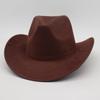 Top Hat New Amazon Hot-Selling Western Denim Curled Brim Concave Convex Top Retro Riding Hat Men'S And Women'S Woolen Felt Hat