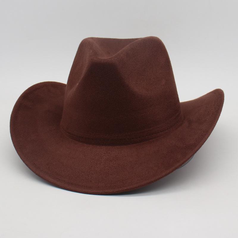 Top Hat New Amazon Hot-Selling Western Denim Curled Brim Concave Convex Top Retro Riding Hat Men'S And Women'S Woolen Felt Hat