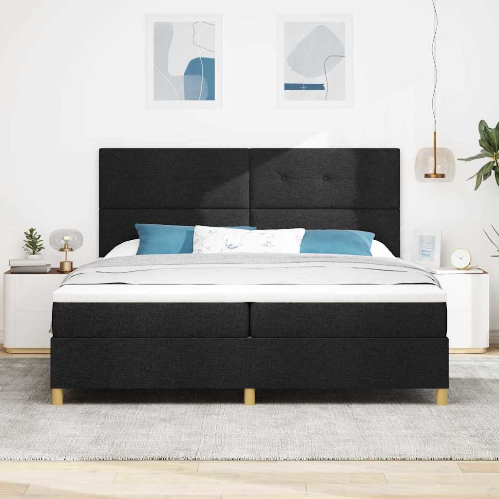 Box Spring Bed with Mattress Black 200 x 200 cm Fabric
