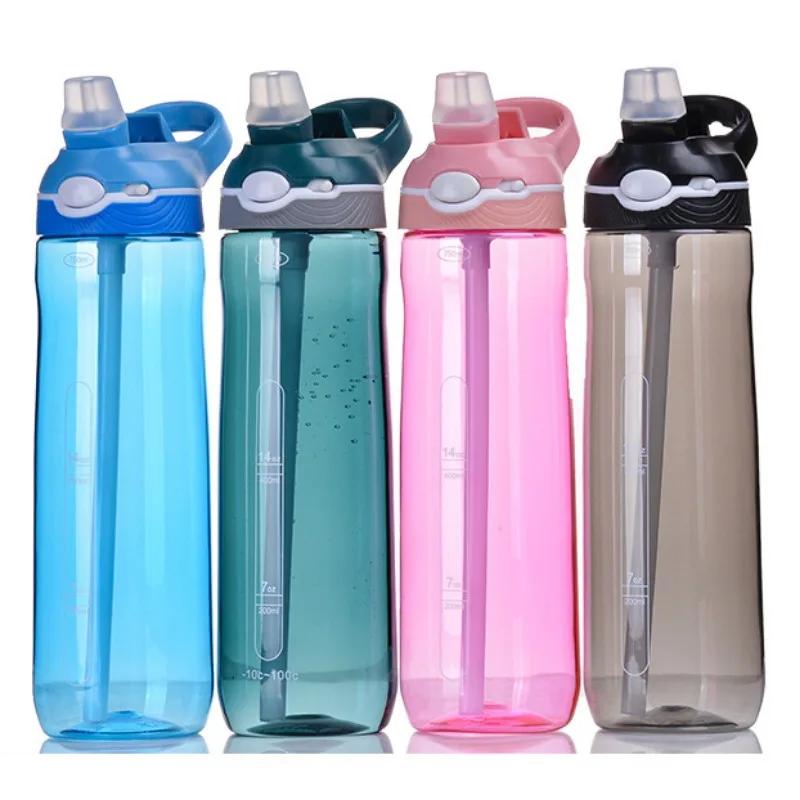 750ml/1000ml Tritan Material Water Bottle With Straw Eco-Friendly Durable Gym Fitness Outdoor Sport Shaker Drink Bottle