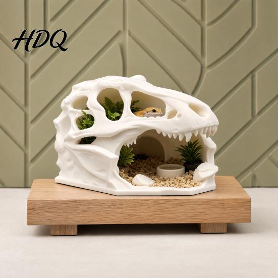 Natural Looking Reptile Shelter Dragon Skull Shelter Hide Cave Fine Carving Ornament Lizards Hideouts for Terrarium Fish Tanks Accessories Artistic