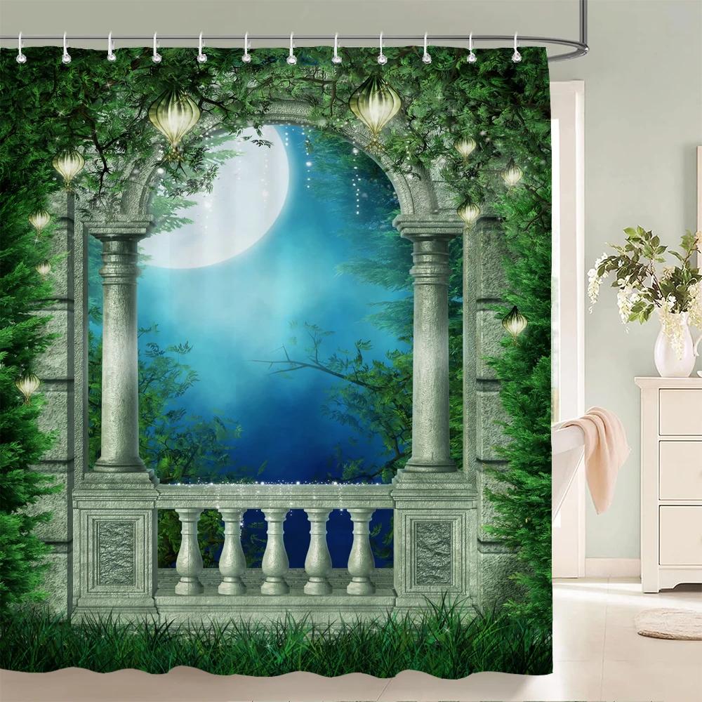 3D Fantasy Forest Krajobraz wydrukowano zasłona prysznicowa wodoodporna poliestrowa zasłona do wanny dekoracja łazienki z zasłoną haczyków