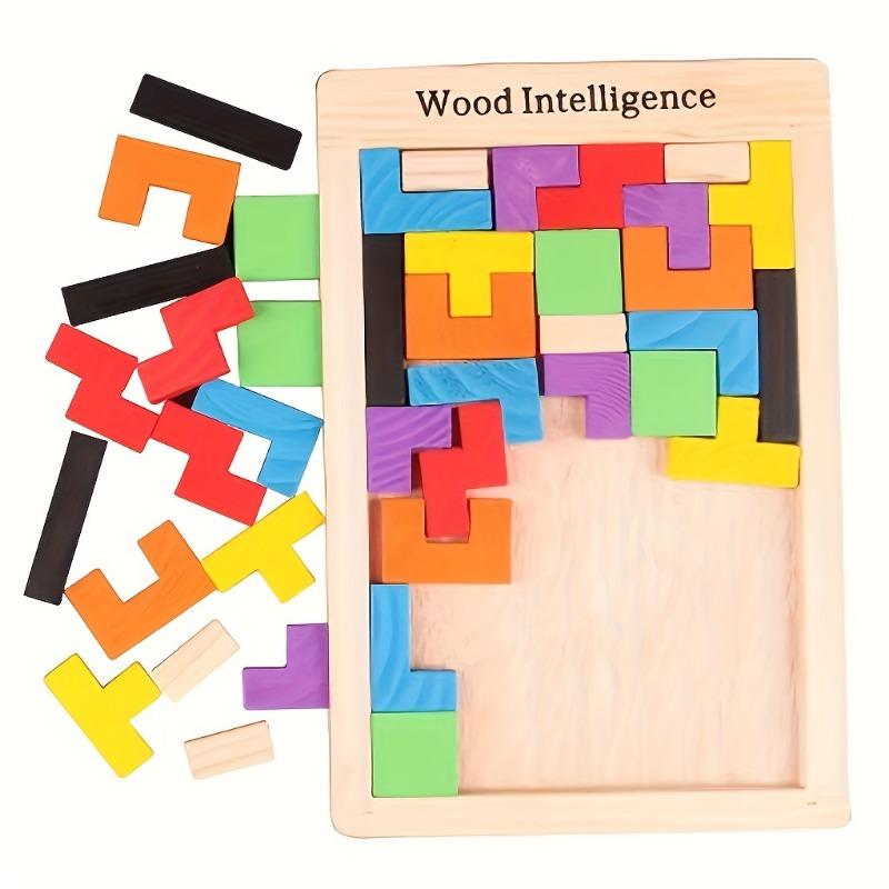Wooden Tetris Puzzle for Kids Educational Tangram Toy