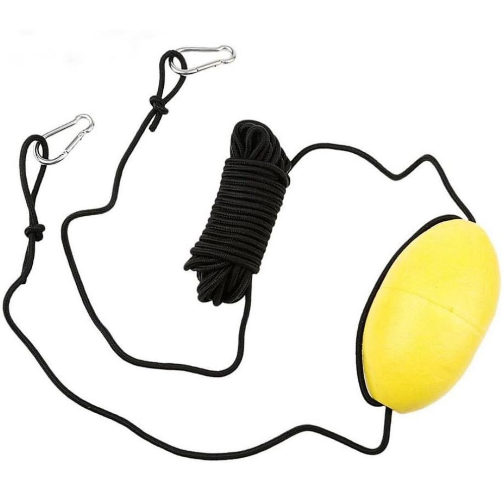 30 Ft. Marine Rope Tow Line, Buoy Ball Float Leash & Stainless Steel Hook For Fishing Drift Anchors System