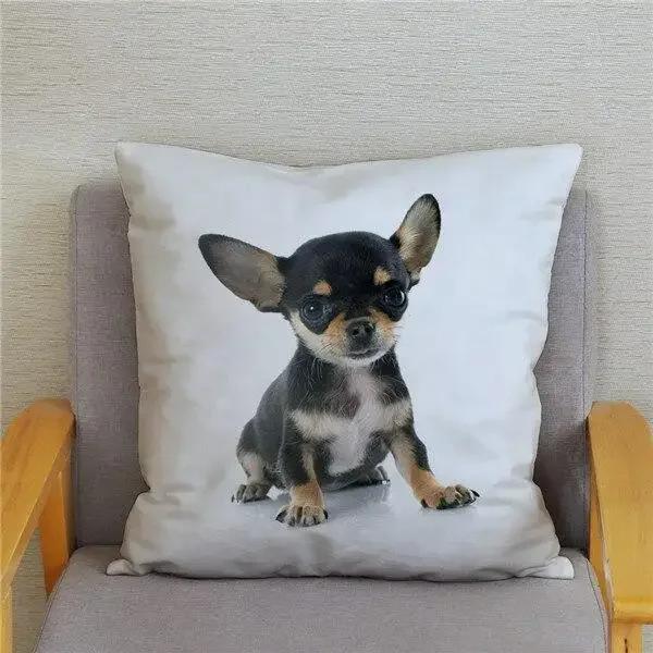 Cute Mini Chihuahua Dog Printed Cushion Cover Pillow Case Hugging Pillow Case Sofa Home Decor Pillow Case