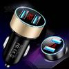Caricabatterie per Telefono 3.1A Auto Doppia Porta USB Ricarica Rapida Lega di Alluminio Display LCD Adattatore Mobile per