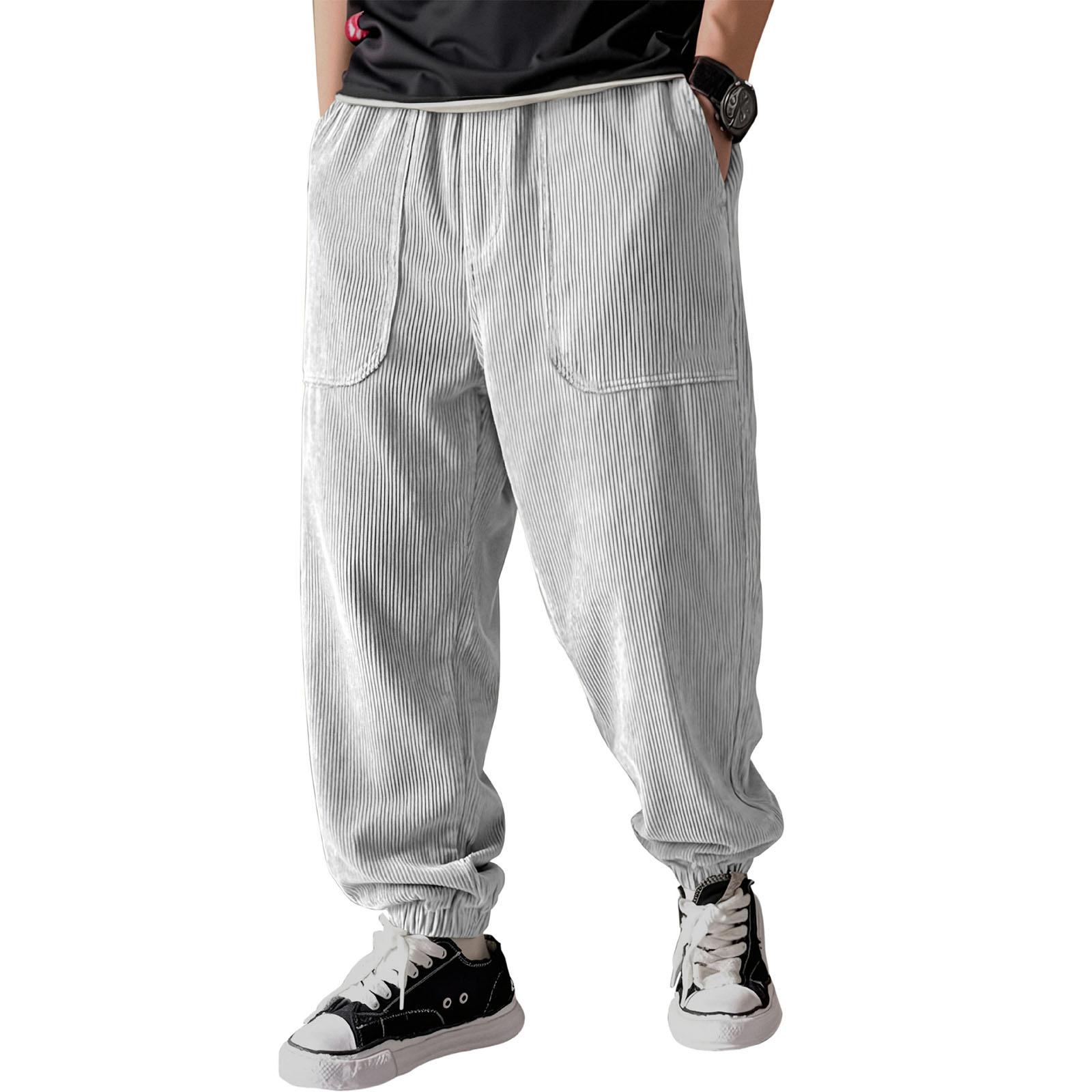 

Men s Relaxed Fit Corduroy Cuffed Pants XL білий