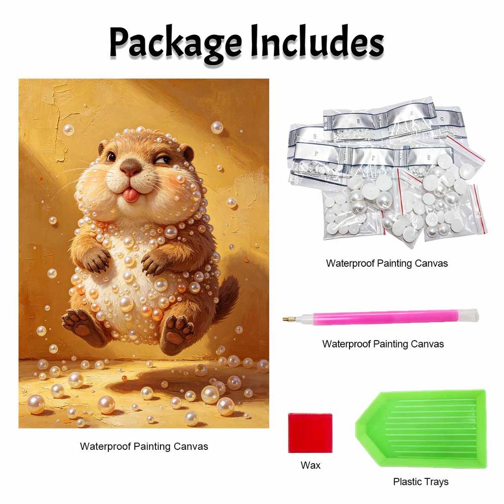 Funny Groundhog with Pearls Framed Pearl Painting Kit DIY 3D Sparkling Bead Canvas Art Relaxing Handmade Craft Gift for Women Aesthetic Decor