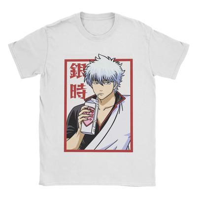 Summer Gintama Sakata Gintoki Strawberry Milk Tshirt Anime Harajuku Streetwear Oversized Tee YK Tops