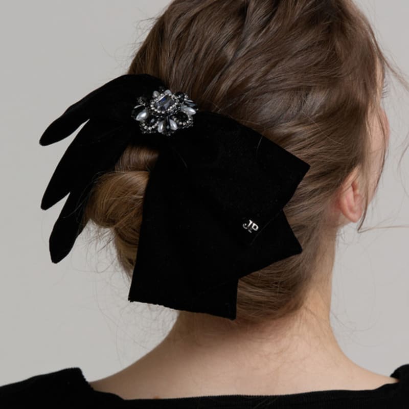 

Jean Paul Clarisse Amber Crystal 3-Tier Ribbon Pin JP-24-486AB black