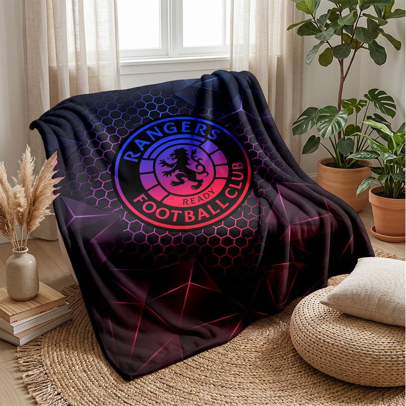 Rangers FC Weiche Flanell-Fleece-Decke Leicht Gemütlich Warm Überwurfdecke für Sofa Bett Heimdekoration