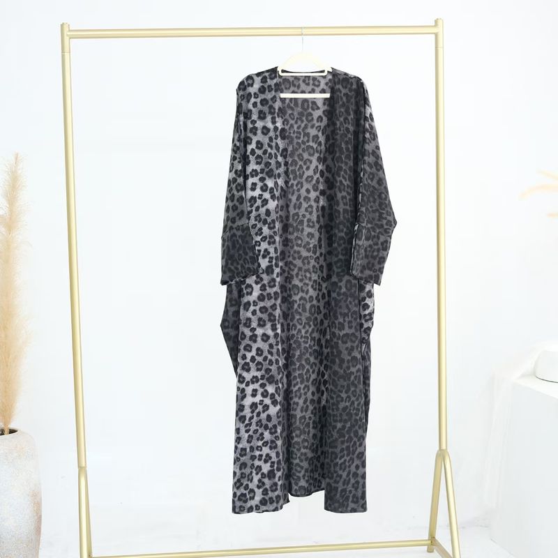 

Middle East New Arrival Fashion Leopard Print Cardigan Robe Dress Leopard Print Cardigan Robe Leopard-Print Robe S(52)
