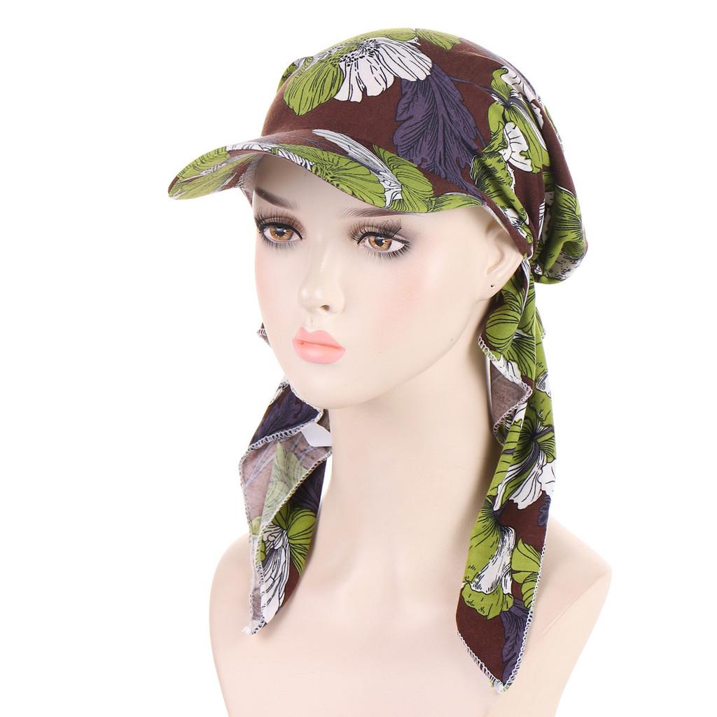 

Feminine Fashion Headscarf With Floral Pattern For Summer And Winter Wear Coffee Green Flower