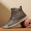 2024 Autumn/Winter Men's Velvet-Lined Lace-Up Non-Slip Soft Sole Casual Boots, Size 46