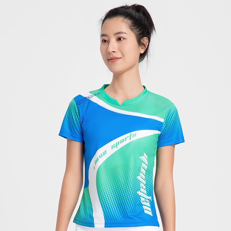 Badminton Clothes Outfit Short-Sleeved Mens and Womens Running Top Red Blue Green Table Tennis Athleticwear Quick-Drying