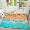 Beach Nautical Decor Rug Vintage Blue Wave Sea Turtle Starfish Seashell Non Slip Front Entry Home Kitchen Doormat