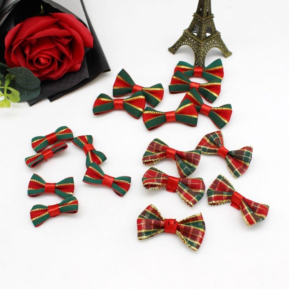 20/25Pcs DIY Christmas Tree Ornaments Crafts Xmas Hanging Decorations Christmas Bow Knot  Gift Decor
