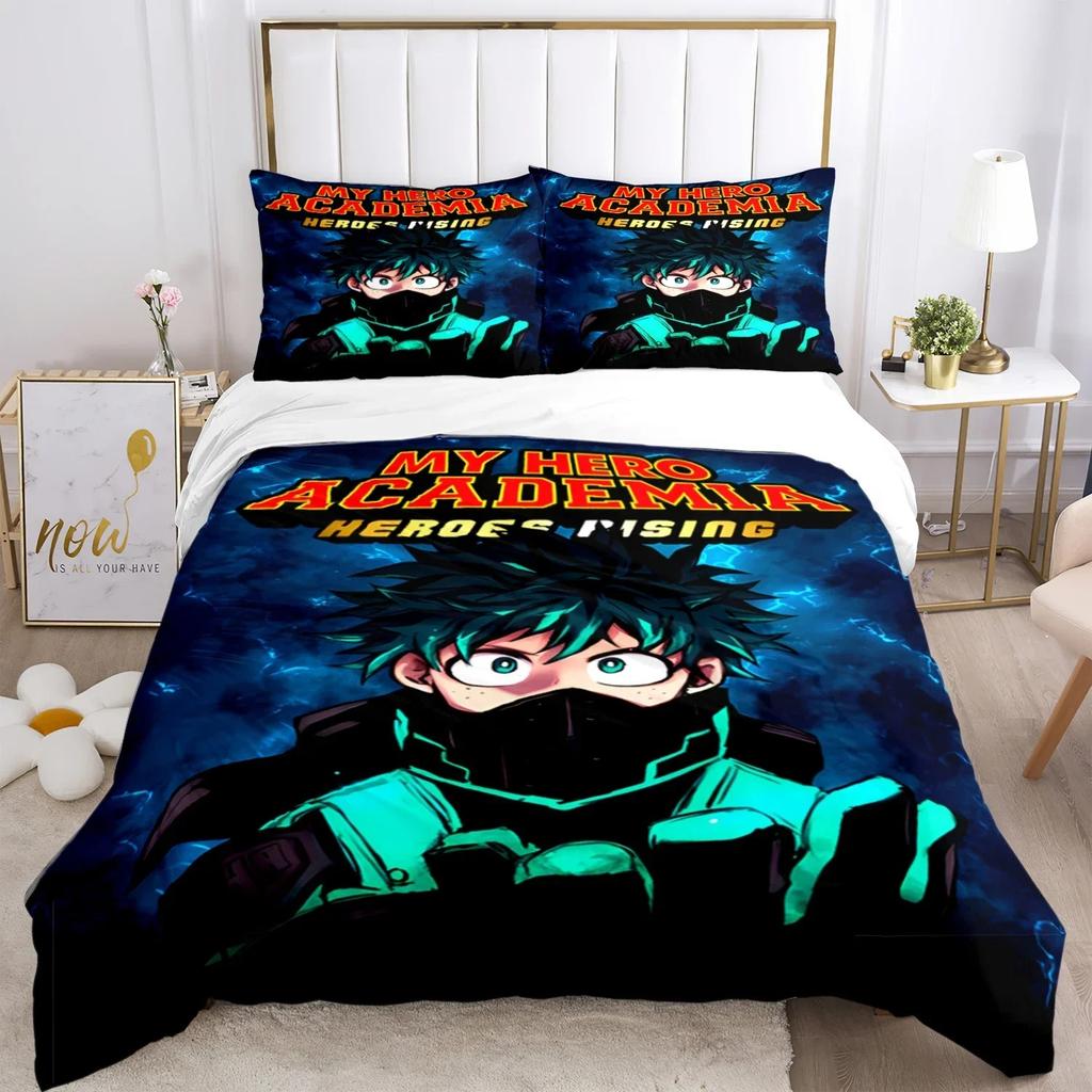 Pościel z nadrukiem anime My Hero do sypialni Miękkie nowoczesne narzuty Wygodna poszewka na kołdrę dla dzieci Poszewka na kołdrę i poszewka na poduszkę