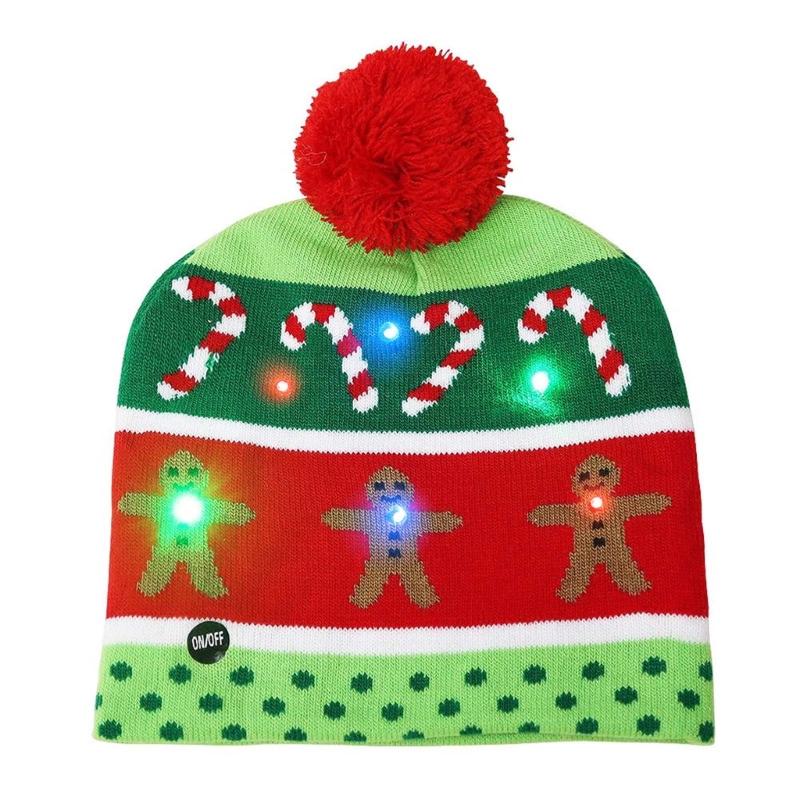 Svítící Santa čepice a šála sada Stylová vánoční pokrývka hlavy Slavnostní vánoční doplňky pro děti a dospělé