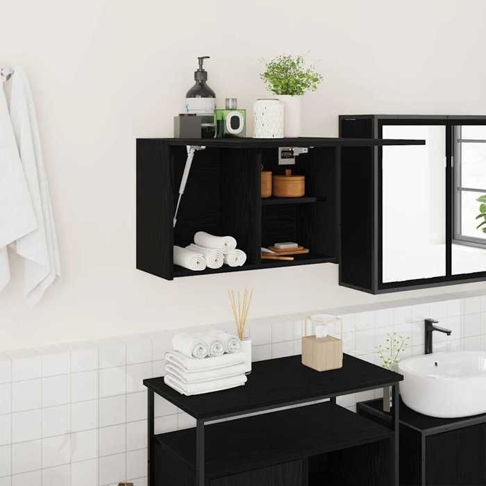 VidaXL Black Wall-Mounted Bathroom Cabinet 60x25x40 Cm Engineered Wood 860068