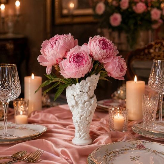 Flower Vase Decoration 2Pcs Floral Sculpture Vase Modern Artistic Holder with Matte Finish