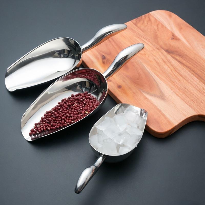 Stainless Steel Thickened Ice and Food Shovel for Tea and Milk Shops