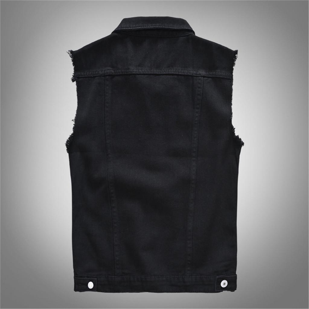 Herre Ny Mode Denim Vest Afslappet Cowboy Jakke På Skulderen Bluse