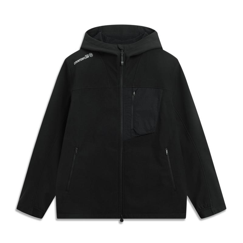 Li Ning Outdoor CF Tracing, Fleece Lined Thermal Reflective Water Repellent Loose Fit Coat Soft Shell Jacket Men s AFDVB37-5 XXL