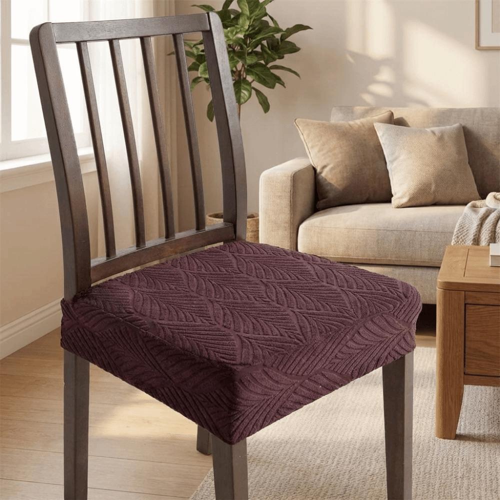 Leaf Pattern Chair Seat Cover Waterproof Solid Colors Anti-dirty Chair Slipcover Removable Anti-slip Elastic Seat Protectors