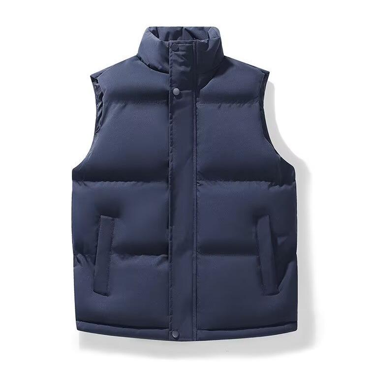 Men's Trendy Solid Color Stand Collar Vest - Warm Sleeveless Cotton Outerwear for Autumn/Winter