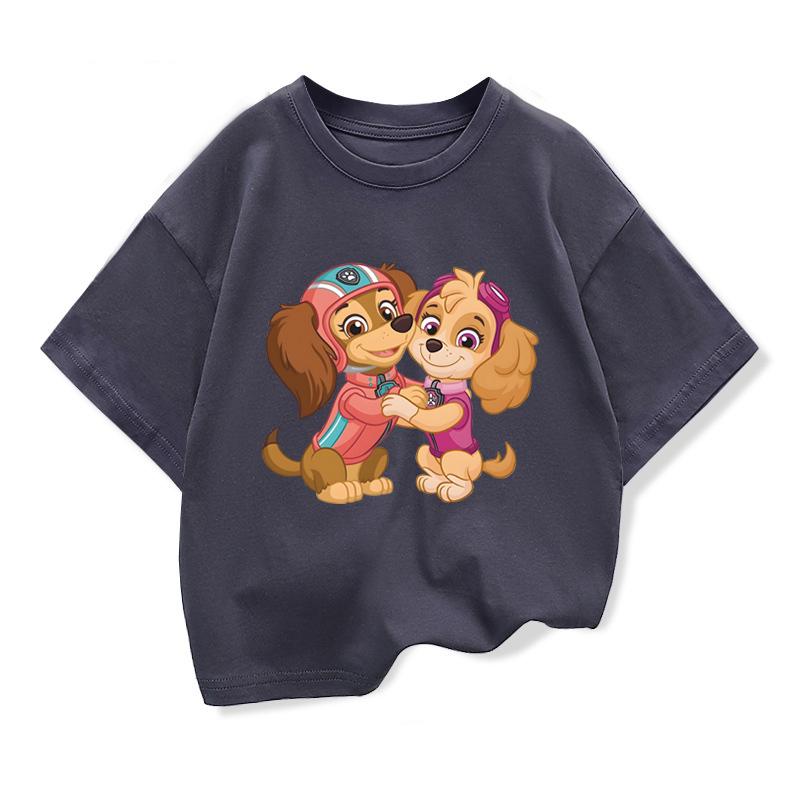 Paw Patrol Children Short Sleeved Tees Tshirt Girls Funny Clothing Summer  Basic Tops Kids Loose O-neck Cartoon T-shirt