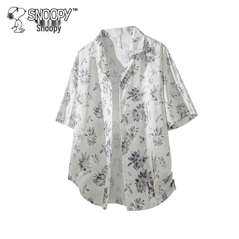 Snoopy Men's Short Sleeve Lapel Casual Shirt