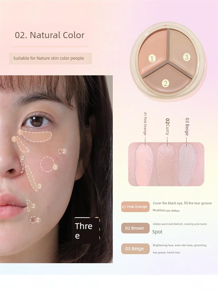 Novo Clean and Light Three Colors Concealer Cover Face Acne Marks Spots Tear Groove Dark Circles Moisturizing Concealer Plate