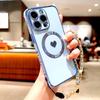 Plating TPU Case For iPhone 17 16 15 14 13 12 Pro Max Plus Air 16Pro 15Pro 14Pro for Magsafe Charge Wrist Lanyard Bracelet Cover