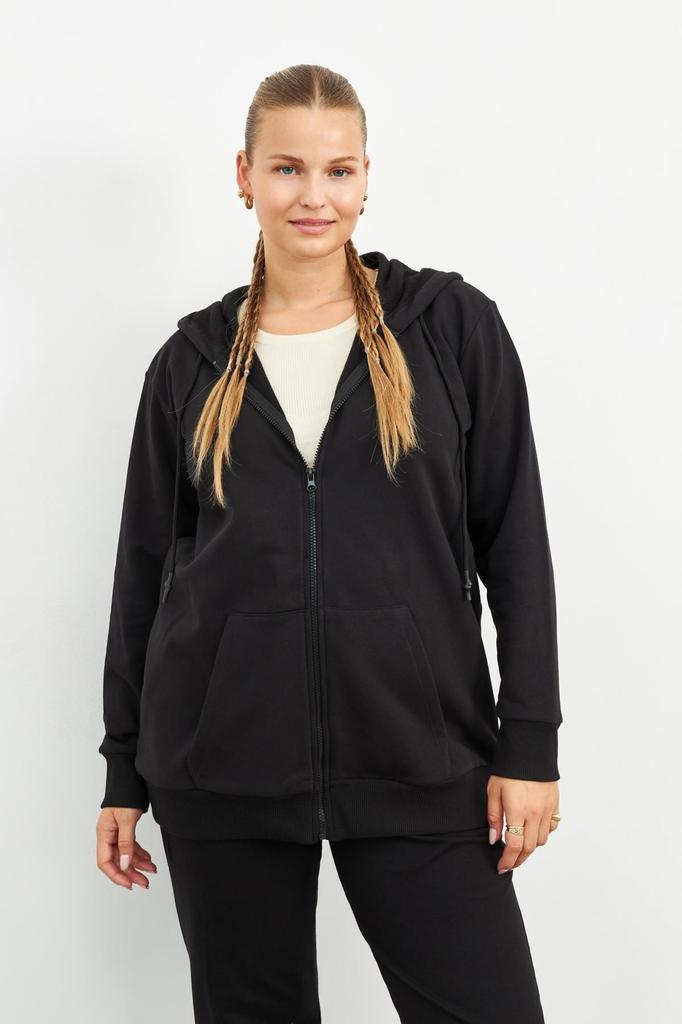 Women's Style Big Size Sweatshirt Green Chardon Zipper Sweatshirt