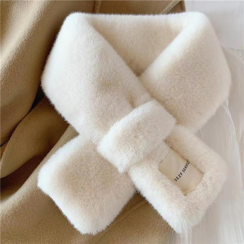 Korean-Style Soft Fuzz Scarf - Cozy Autumn/Winter Plush Neck Warmer