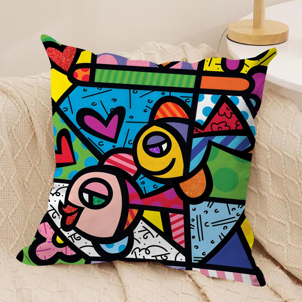 BBritto Art Design Abstract Cushion Cover Silky Short Plush Invisible Zipper Dustproof Sofa Pillow Case For Home Decor