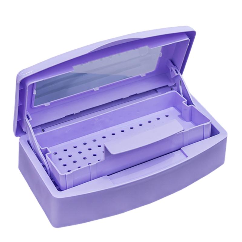 Nail Tool Sterilizer Box Plastic Portable Light Sanitizer Nail Care Cleaning Box For Nail Salon And Home Use