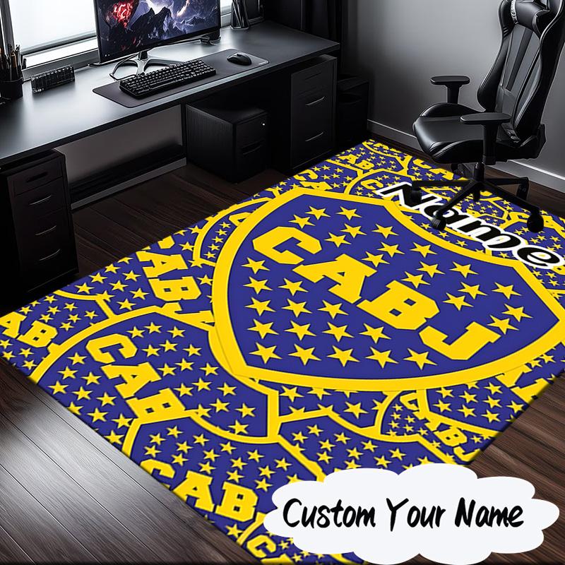 Custom Name CABJ Team Crest Rug for Living Room, Game Rooms, Office, Bedroom, Floor Mat Playful Design, fan gifts Christmas decor