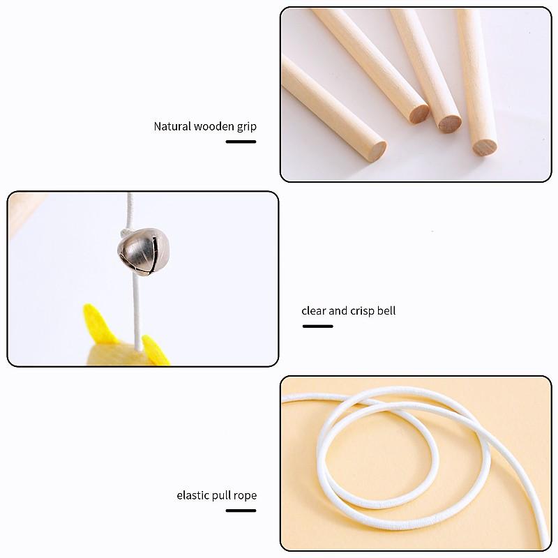 Cat Toys Feather Cats Stick Wooden Handle Sticks Cat Toy with Bell Scratch Resistant Feather Toys for Cats Teasing Pet Products