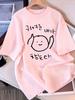 Elegant Unisexs Clothing Tshirt Short Sleeves Korean Strokes Of Characters Unisex Short Sleeved Tops Funny Clothes