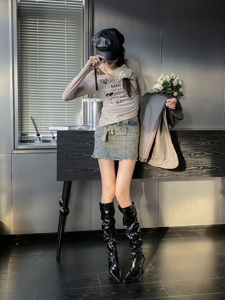 2025 Autumn/Winter Women's Pointed Toe Stiletto Over-the-Knee Boots - European & American Style