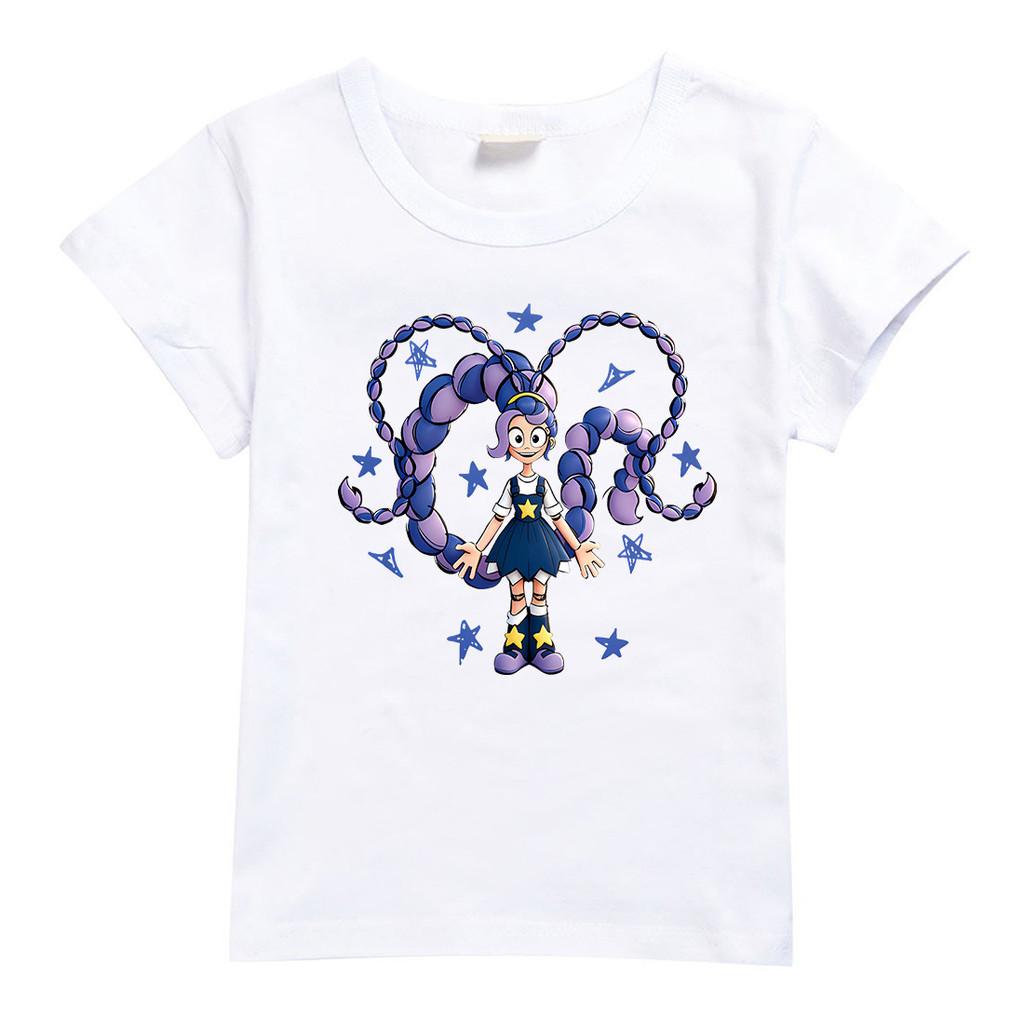 4140 Kids Girls Lily Lovebraids Cartoon Print Short Sleeves Casual T-Shirt 100cm белый