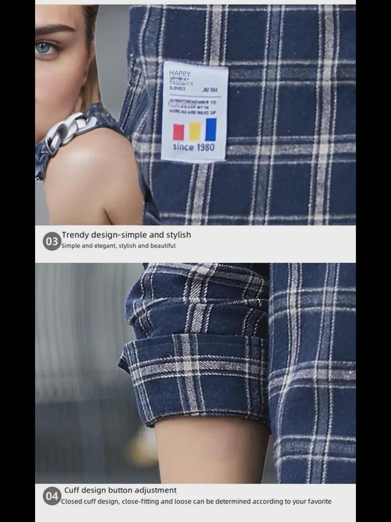 2024 Herr Casual Långärmad Rutig Skjortjacka